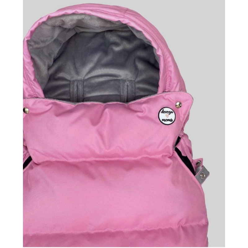 Зимовий футмуф на коляску Теплик Рожевий оксфорд і сірий плюш Decoza Moms futmuf100-О057-pl017 100х47 см