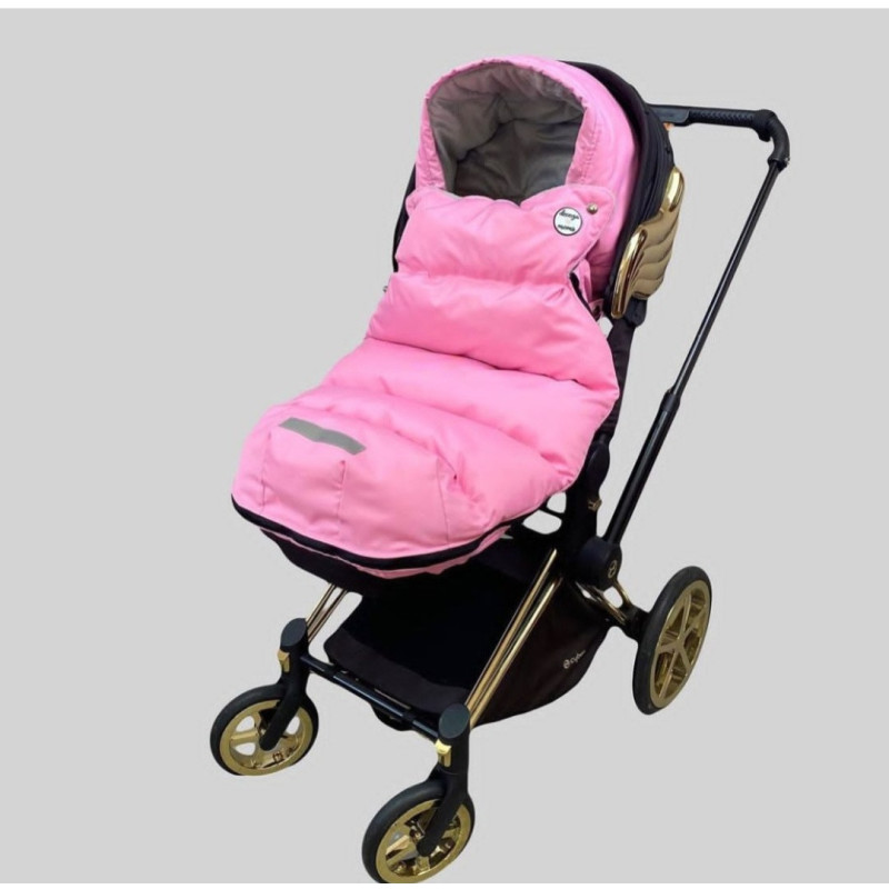 Зимовий футмуф на коляску Теплик Рожевий оксфорд і сірий плюш Decoza Moms futmuf100-О057-pl017 100х47 см