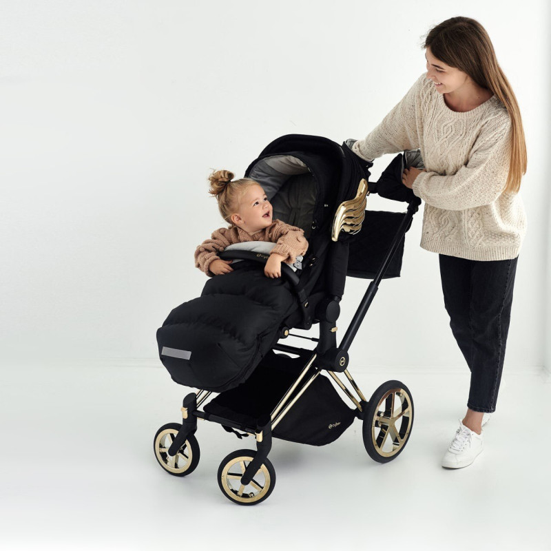 Зимовий футмуф на коляску Теплик Чорний оксфорд і сірий плюш Decoza Moms futmuf100-O072-pl017 100х47 см
