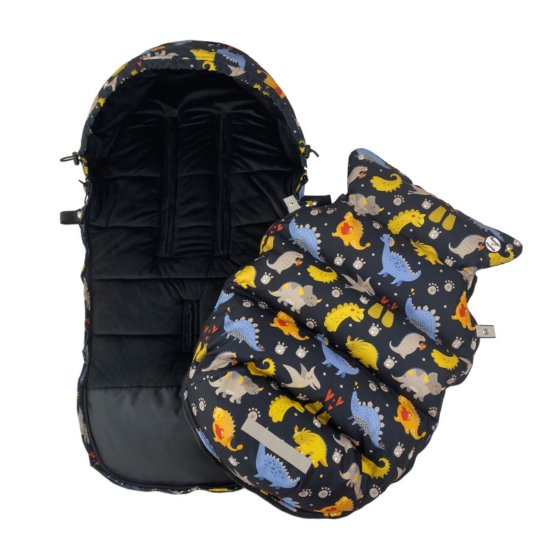 Зимовий футмуф у візок Теплик Діно жовті Decoza Moms futmuf100-OP001-pl016 100х47 см