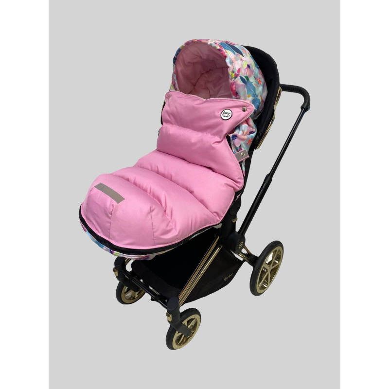 Зимовий футмуф у візок Теплик Акварелі і рожевий оксфорд Decoza Moms futmuf100-Op007-О057-pl004 100х47 см
