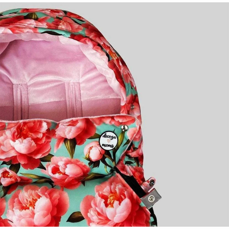 Зимовий футмуф на коляску Decoza Moms Піони на м'ятному