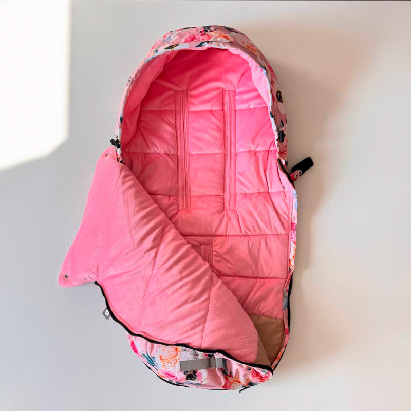 Зимовий футмуф у візок Теплик Анемони і кораловий плюш Decoza Moms futmuf100-Op307-pl003 100х47 см