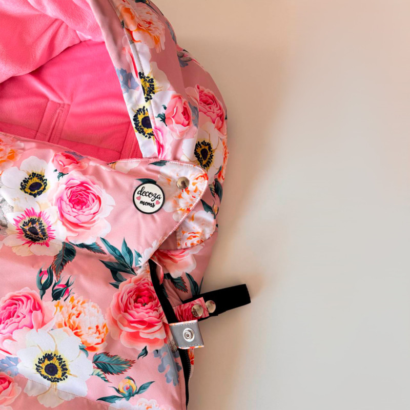 Зимовий футмуф у візок Теплик Анемони і кораловий плюш Decoza Moms futmuf100-Op307-pl003 100х47 см