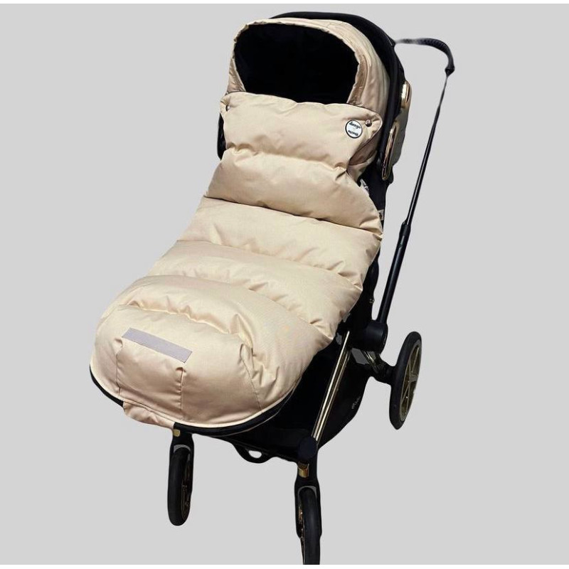 Зимовий футмуф на коляску Теплик Бежевий оксфорд і чорний плюш Decoza Moms futmuf120-O095-pl016 120х47 см