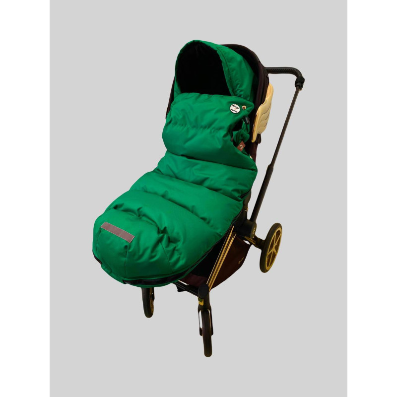 Зимовий футмуф на коляску Теплик Зелений оксфорд і чорний плюш Decoza Moms futmuf120-O105-pl016 120х47 см