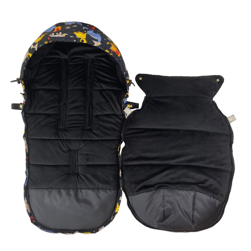 Зимовий футмуф у візок Теплик Діно жовті Decoza Moms futmuf120-OP001-pl016 120х47 см