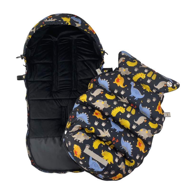 Зимовий футмуф у візок Теплик Діно жовті Decoza Moms futmuf120-OP001-pl016 120х47 см