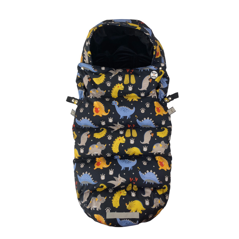 Зимовий футмуф у візок Теплик Діно жовті Decoza Moms futmuf120-OP001-pl016 120х47 см