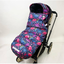 Зимовий футмуф у візок Теплик Діно рожеві Decoza Moms futmuf120-OP015-pl016 120х47 см