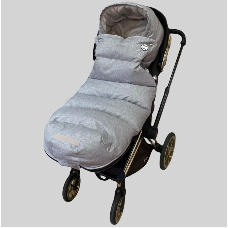 Зимовий футмуф на коляску Теплик Світло сірий меланж і сірий плюш Decoza Moms futmuf120-OP101-pl017 120х47 см