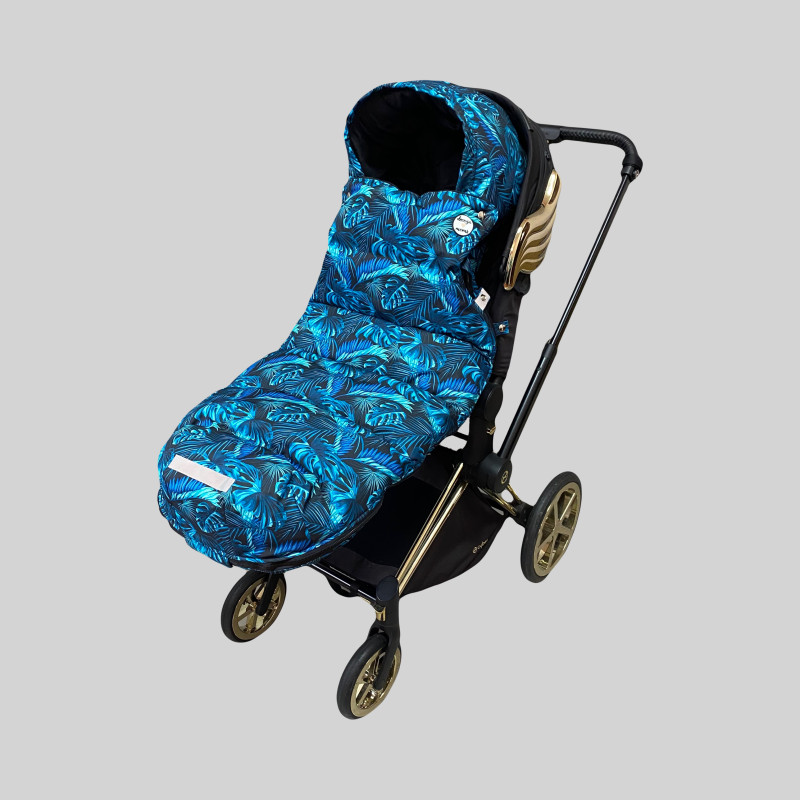 Зимовий футмуф на коляску Теплик Синє листя Decoza Moms futmuf120-OP121-pl016 120х47 см