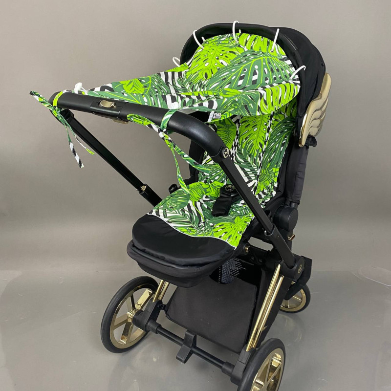 Бавовняний матрасик латекс Папороть на ромбах і чб ромб Decoza Moms MatsL3585-B214-В451