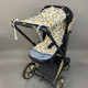 Бавовняний матрасик латекс Ретро авто і жовті трикутники Decoza Moms MatsL3585-B536-B490