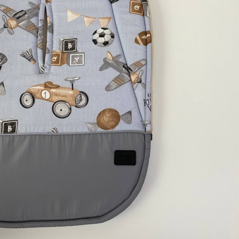 Матрацик бавовняний з велюром в коляску з піною Ретро авто Decoza Moms Mtspin3580-B490-W01