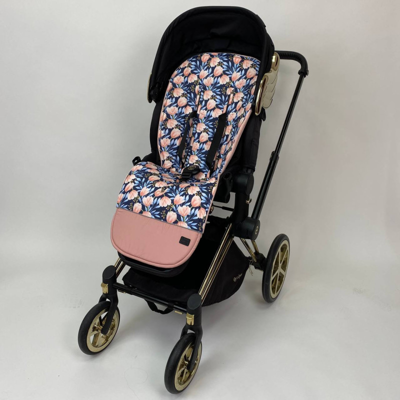 Матрацик бавовняний в коляску з піною Тюльпани Decoza Moms Mtspin3580-S755-S333 35х80 см