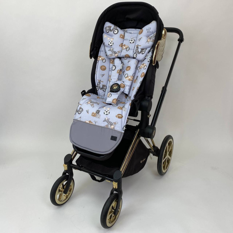 Матрацик бавовняний в коляску з піною Ретро Decoza Moms Mtspin4085-B490-В923