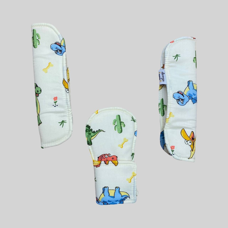 Накладки на ремені безпеки в коляску Динозаврики кольорові Decoza moms Nakladkavis-S088
