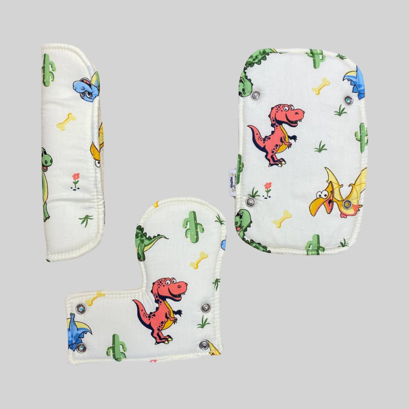 Накладки на ремені безпеки в коляску Динозаврики кольорові Decoza moms Nakladkavis-S088