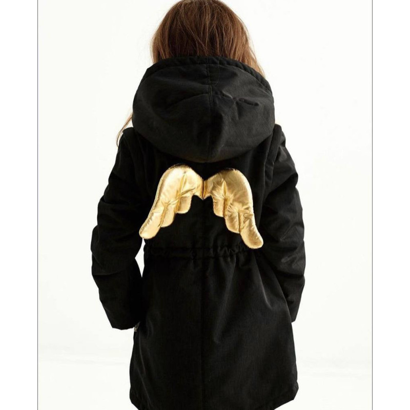 Демі парка чорна BLACK ANGEL gold Decoza Moms parka8086-O072-pl016KRZ