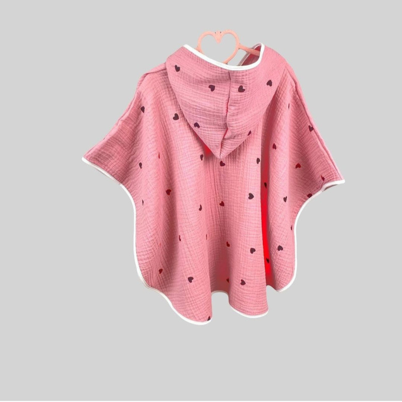 Пончо дитяче Серця на рожевому Decoza Moms poncho-MS025