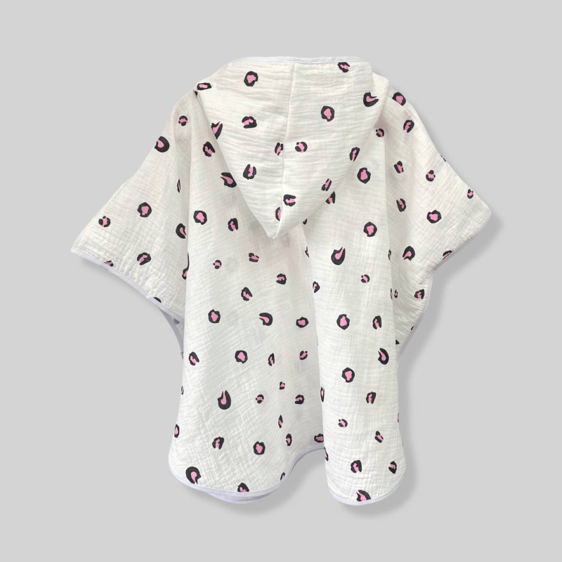 Пончо муслінове дитяче Рожеві плямки Decoza Moms poncho-ms040