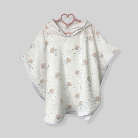Пончо муслінове дитяче Зайки з квітами Decoza Moms poncho-ms042
