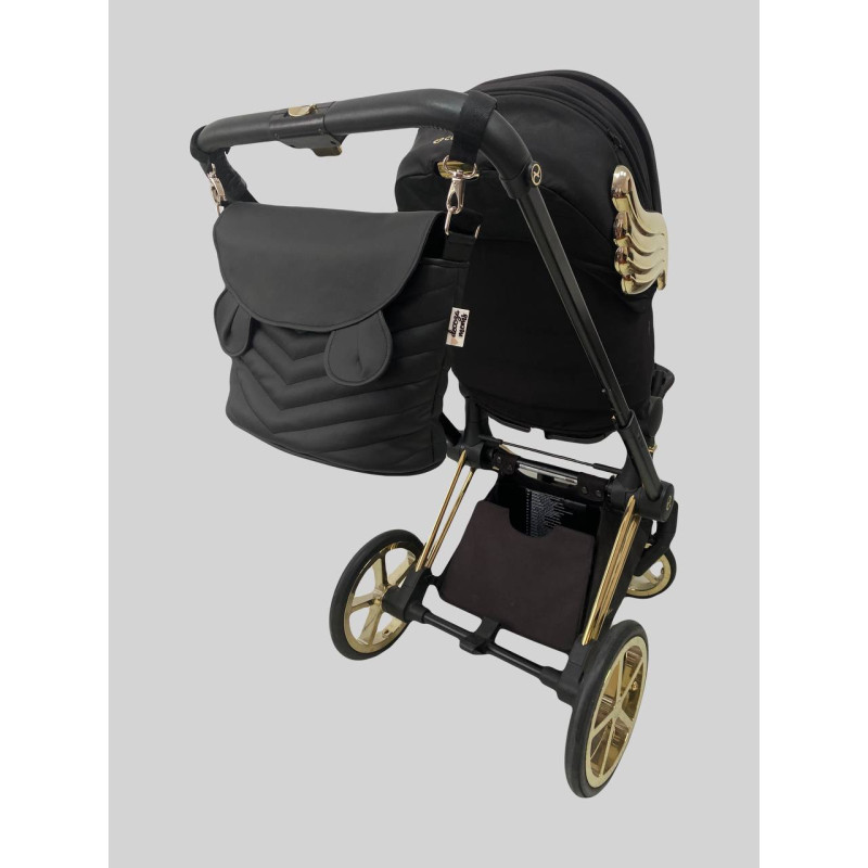 Сумка на візок чорна екошкіра з вушками Міккі ялинка Decoza Moms S-K001-E-EM