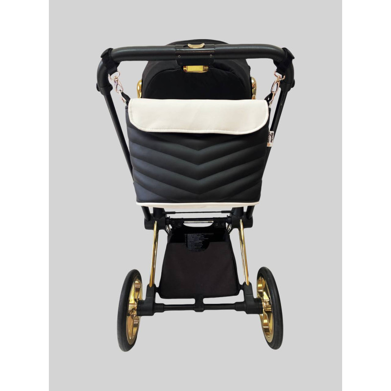 Сумка на коляску Чорна і біла екошкіра ялинка Decoza Moms S-К001-K004-E