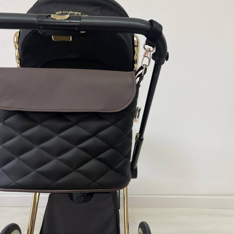 Сумка на візок Темно коричнева та чорна екошкіра Decoza Moms S-K001-K005-R
