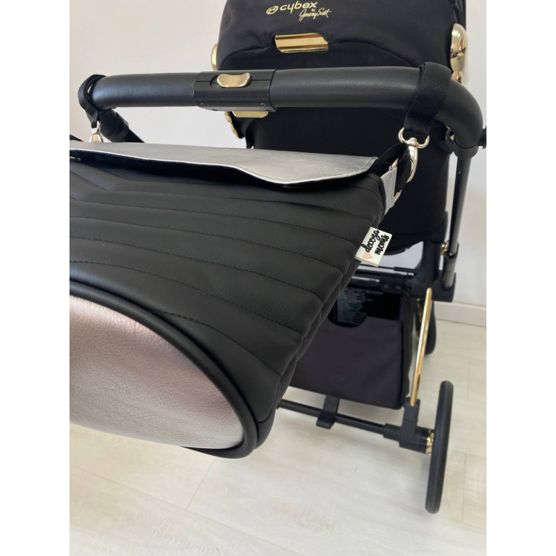 Сумка на візок Чорна та срібна екошкіра Decoza Moms S-K001-K008-Е1-М