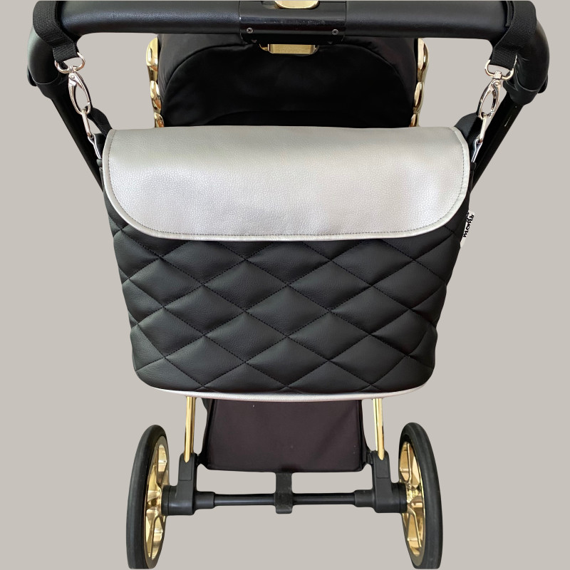 Сумка на візок Чорна і Срібна екошкіра Decoza Moms S-K001-K008-R