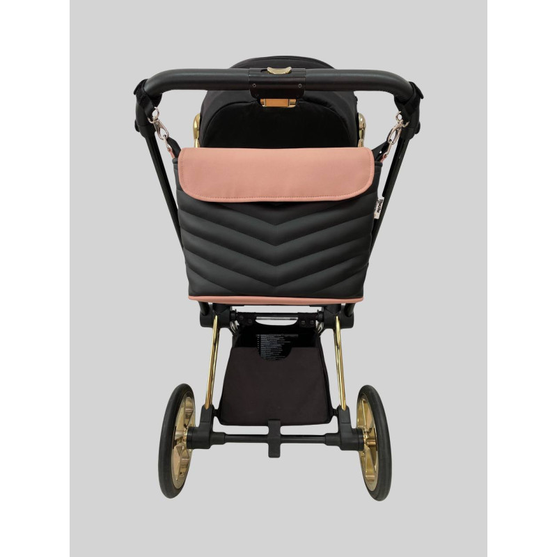 Сумка на візок Чорна і Пудра екошкіра ялинка Decoza Moms S-K001-K017-E