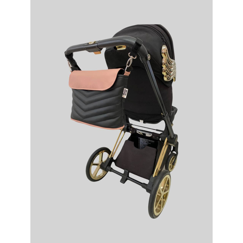 Сумка на візок Чорна і Пудра екошкіра ялинка Decoza Moms S-K001-K017-E
