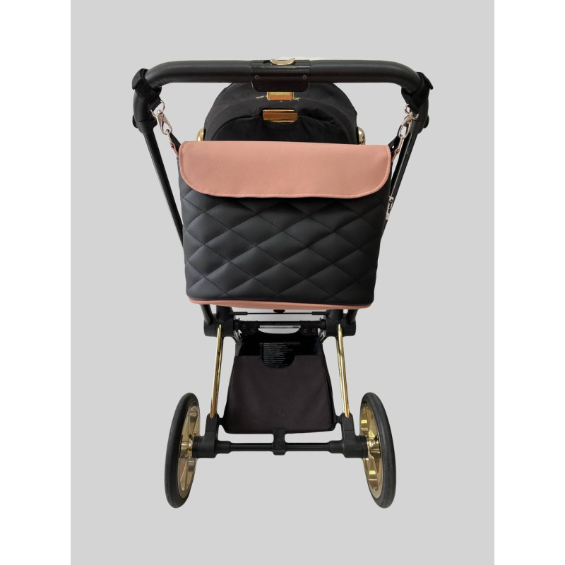 Сумка на візок Чорна і Пудра екошкіра Decoza Moms S-K001-K017-R