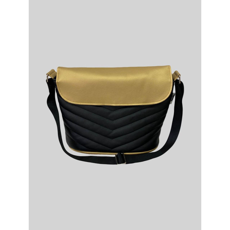 Сумка на коляску Чорна та Золота екошкіра Decoza Moms S-K001-K034-E