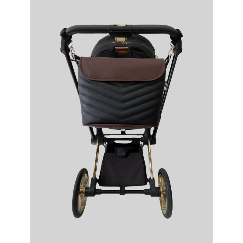 Сумка на візок Темно коричнева та чорна екошкіра Decoza Moms S-K001-K05-Е