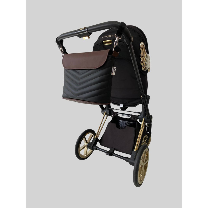 Сумка на візок Темно коричнева та чорна екошкіра Decoza Moms S-K001-K05-Е