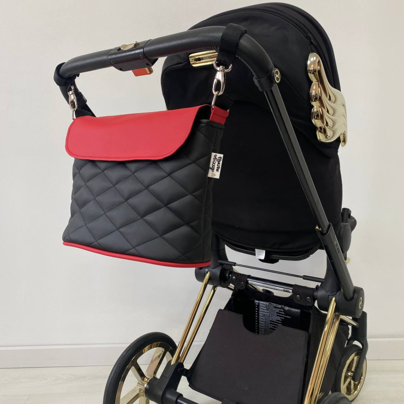 Сумка на візок Червона та чорна екошкіра Decoza Moms S-K001-K063-R