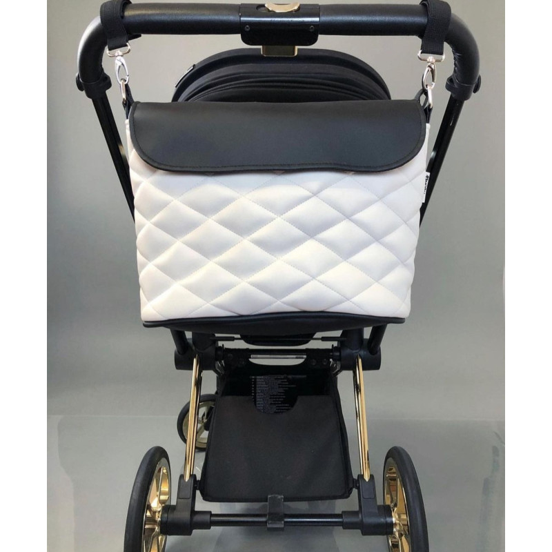 Сумка на візок Біла і Чорна екошкіра Decoza Moms S-K011-K004-R-M