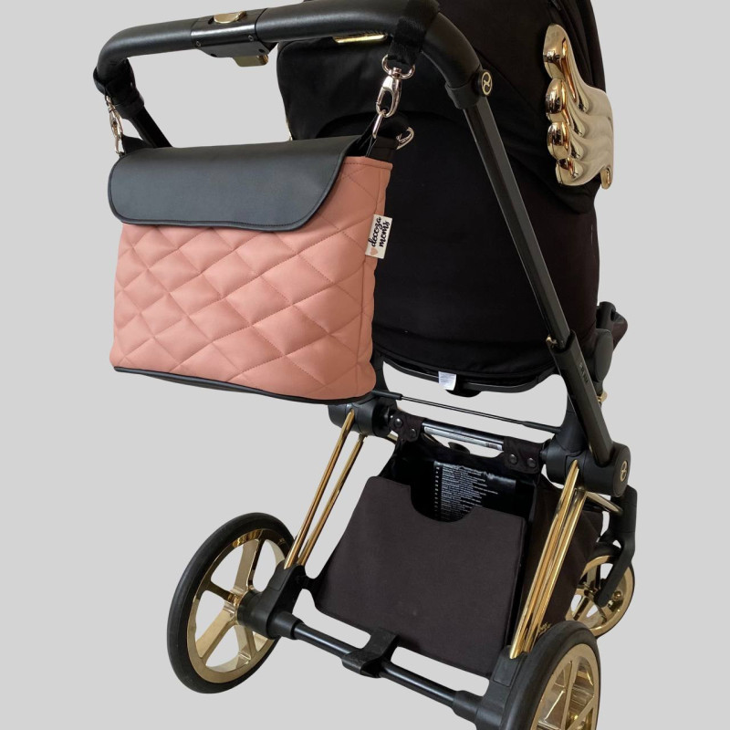 Сумка на візок Пудра і Чорна екошкіра Decoza Moms S-K017-K001-R