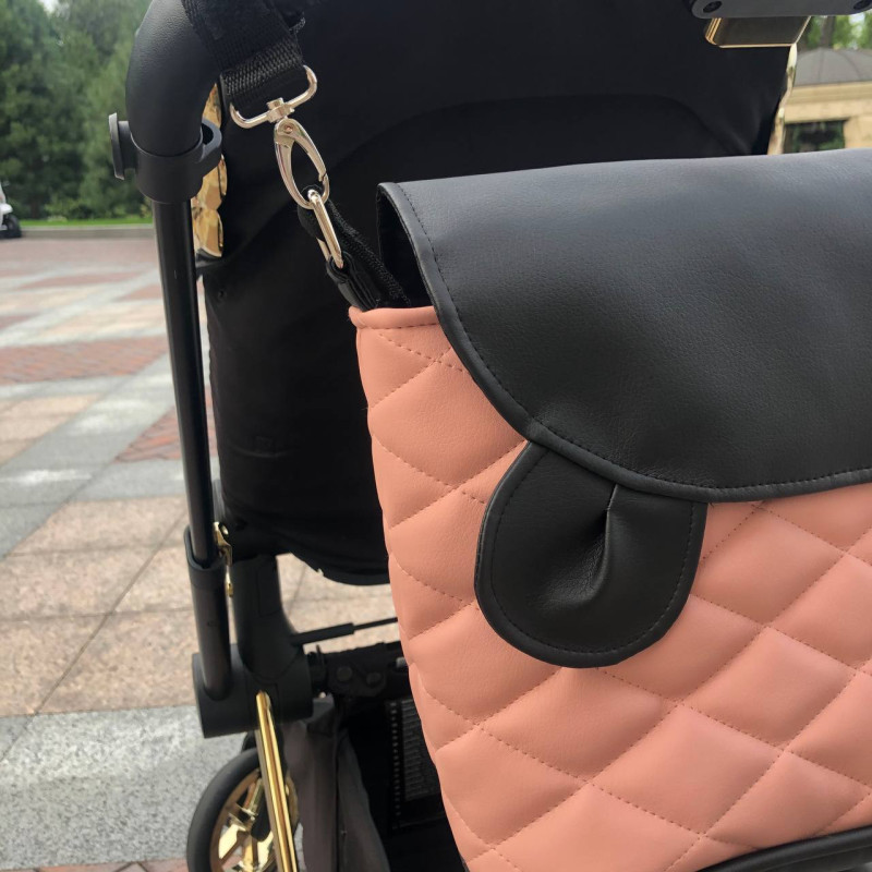 Сумка на візок Пудра і Чорна екошкіра Decoza Moms S-K017-K001-R-EM