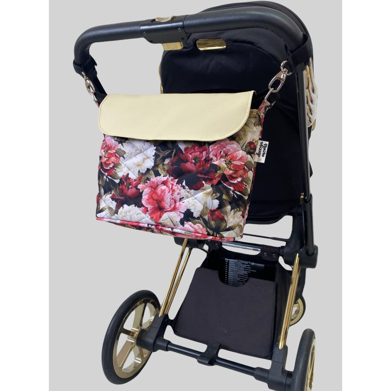 Сумка на візок Піони та молочна екошкіра Decoza Moms S-OP013-K0-R-М
