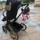 Сумка на візок Піони та чорна екошкіра Decoza Moms S-OP013-K001-E-M
