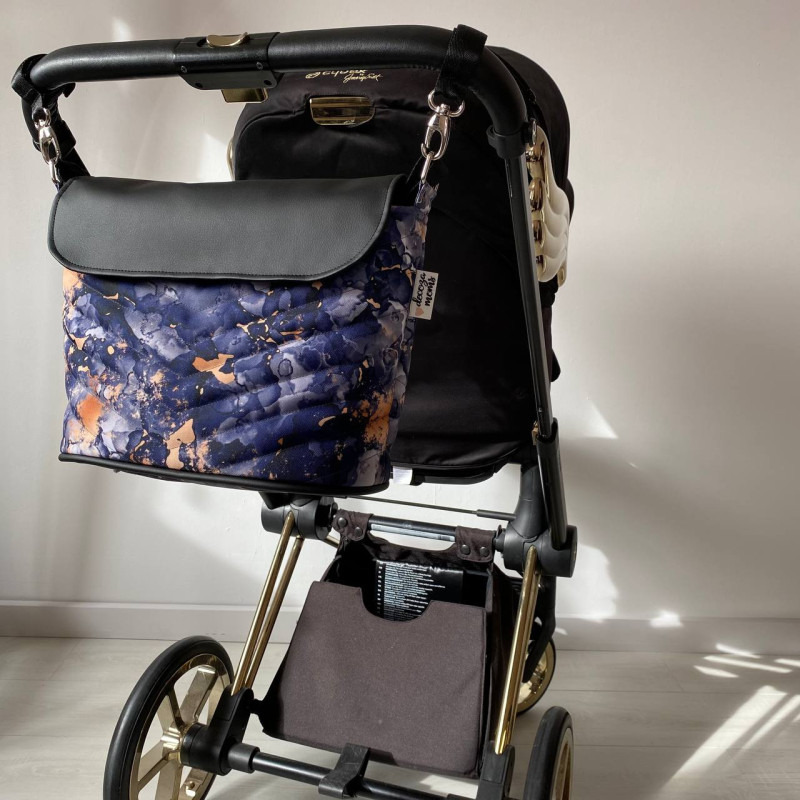 Сумка на візок Галактика і Чорна екошкіра Decoza Moms S-OP058-K001-E-M