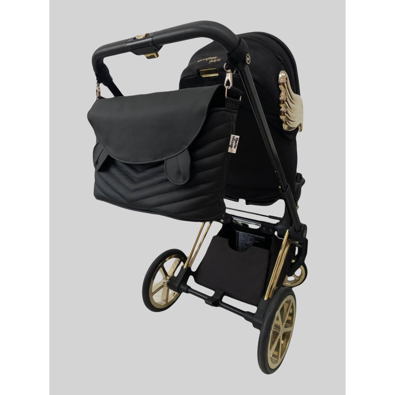 Сумка на візок велика чорна екошкіра з вушками Міккі Decoza Moms Sb-K001-E-EM