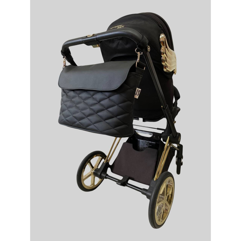 Сумка на візок Велика чорна екошкіра ромб Decoza Moms Sb-K001-R-M