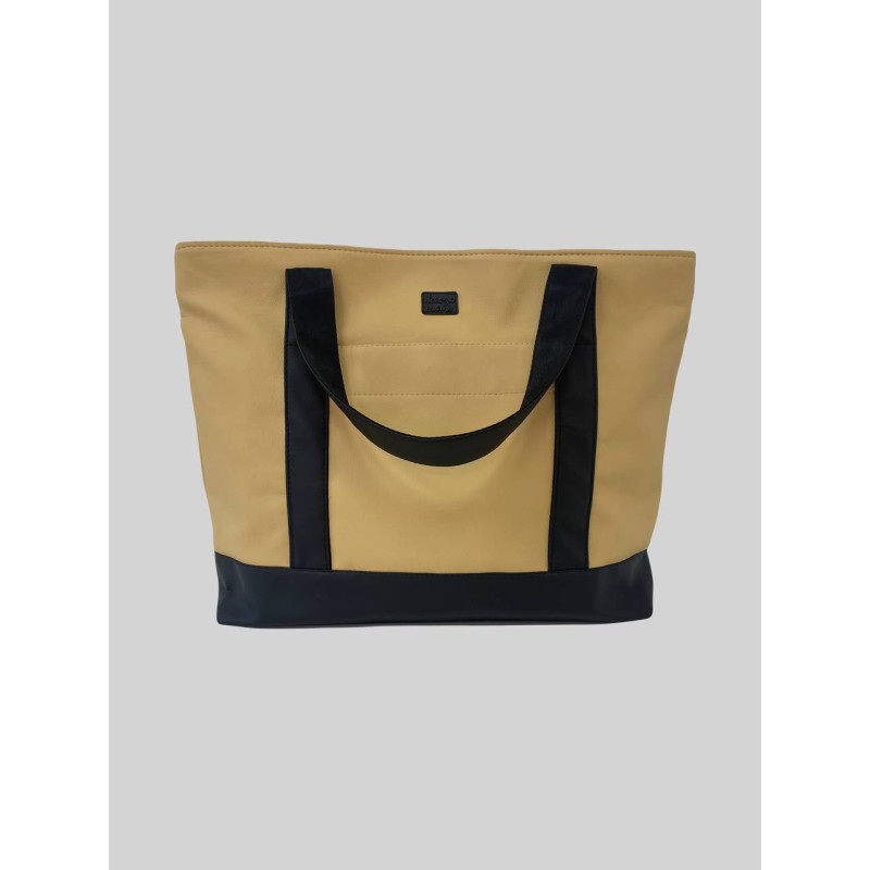 Сумка Тоут максі Бежева і чорна екошкіра Decoza Moms shopNewL-K003-K001