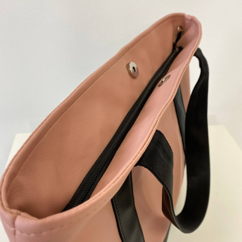 Шопер максі Пудра і чорна екошкіра Decoza Moms shopNewL-K017-K001