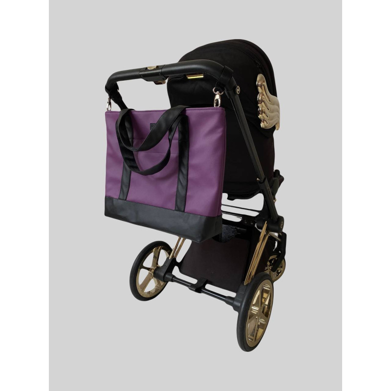 Сумка Тоут максі Темно фіолетова і чорна екошкіра Decoza Moms shopNewL-K105-K001
